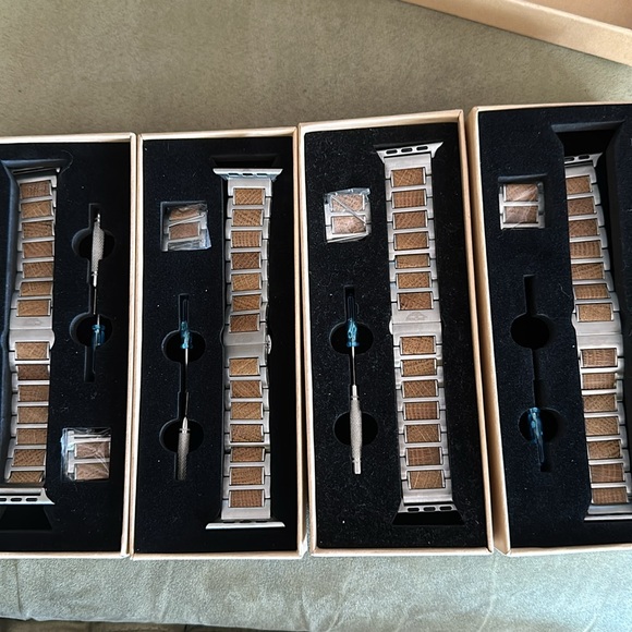 Stainless Steel and Whiskey Barrel Smartwatch Band - Picture 10 of 10